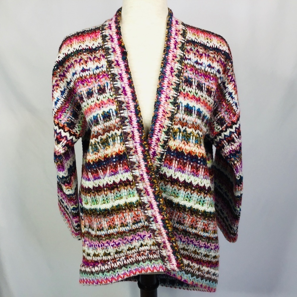 ANTHROPOLOGIE dRA Yoko Jacket Size XS Oversize Fit Boho Open Multicolor - Picture 3 of 12